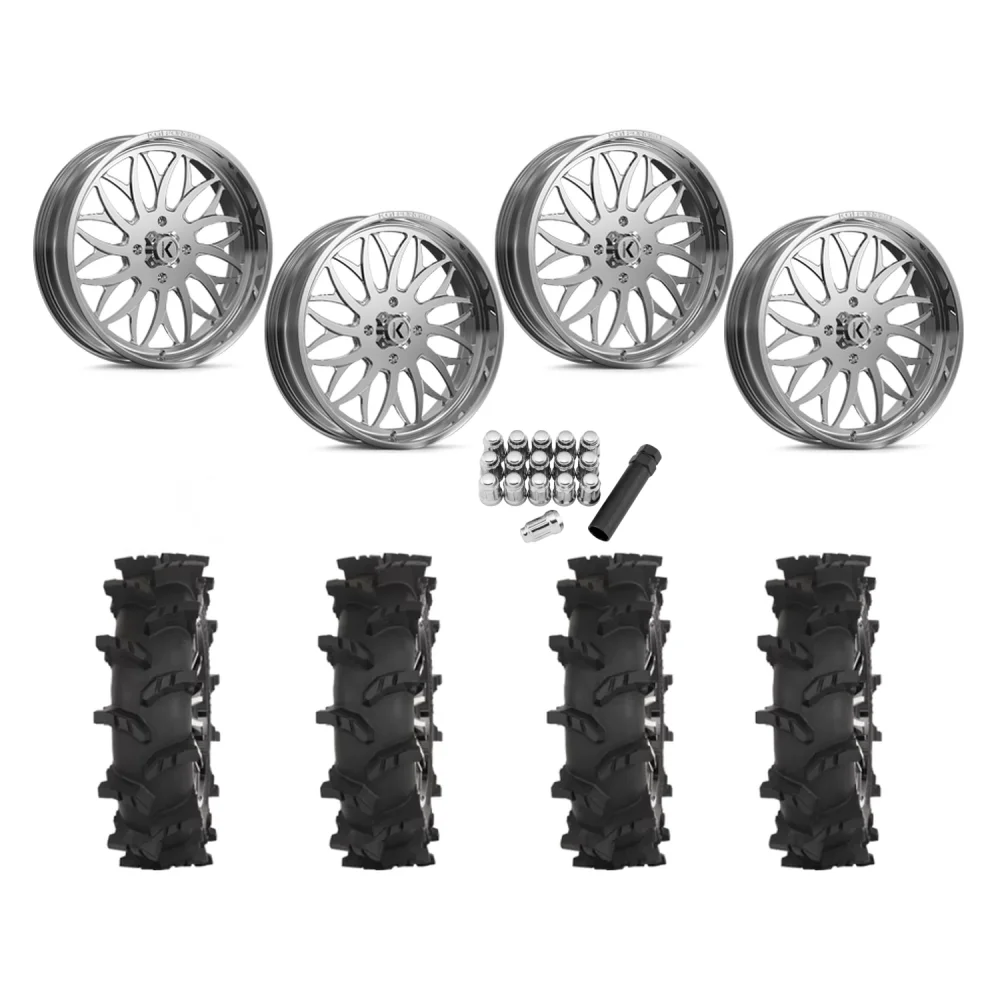 High Lifter Outlaw Max 40x10-24 Tires on KG1 Forged KU022 Galactic Polished Wheels, complete kit