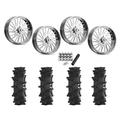 High Lifter Outlaw Max 44x10-24 Tires on KG1 Forged KU038 Javelin Polished Wheels