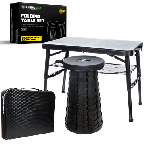 Rhino USA Folding Camping Table & Stool Set