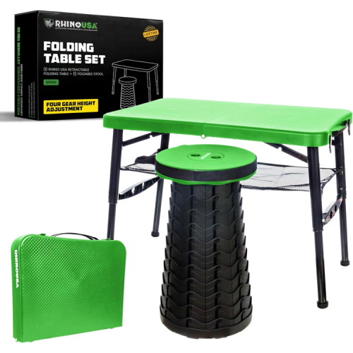 Rhino USA Folding Camping Table & Stool Set