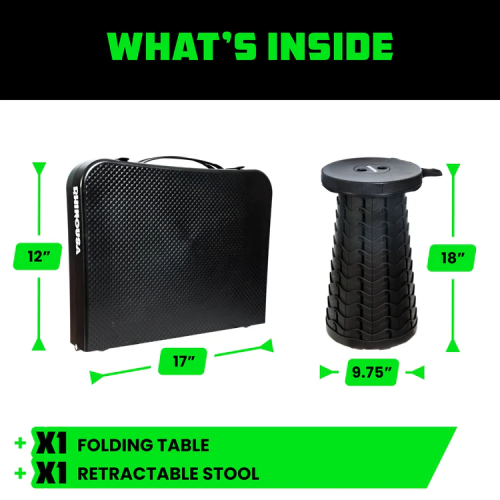 Rhino USA Folding Camping Table & Stool Set