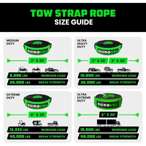 Rhino USA 6" x 30' Ultimate Recovery Tow Strap Rhino USA 6" x 30' Ultimate Recovery Tow Strap