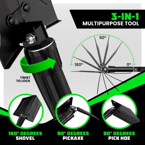 Rhino USA Folding Survival Shovel w/ Pick