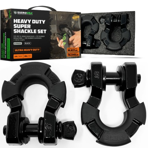 Rhino USA 8-Ton Super Shackles w/ Isolators (2-Pack) Rhino USA 8-Ton Super Shackles w/ Isolators (2-Pack)