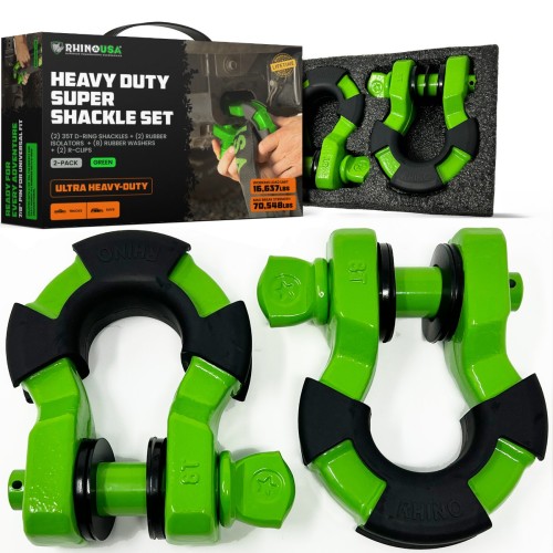 Rhino USA 8-Ton Super Shackles w/ Isolators (2-Pack) Rhino USA 8-Ton Super Shackles w/ Isolators (2-Pack)