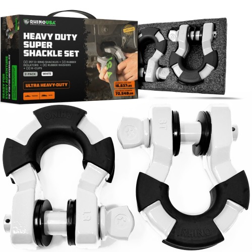 Rhino USA 8-Ton Super Shackles w/ Isolators (2-Pack) Rhino USA 8-Ton Super Shackles w/ Isolators (2-Pack)