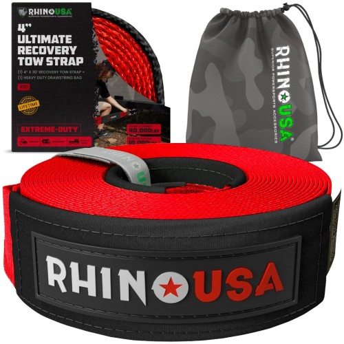 Rhino USA 4" x 30' Ultimate Recovery Tow Strap Rhino USA 4" x 30' Ultimate Recovery Tow Strap