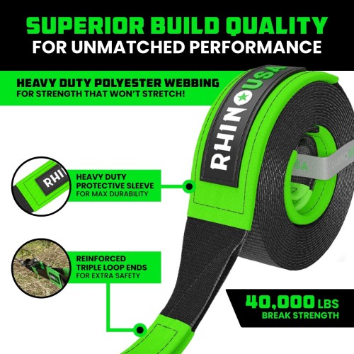 Rhino USA 4" x 30' Ultimate Recovery Tow Strap Rhino USA 4" x 30' Ultimate Recovery Tow Strap