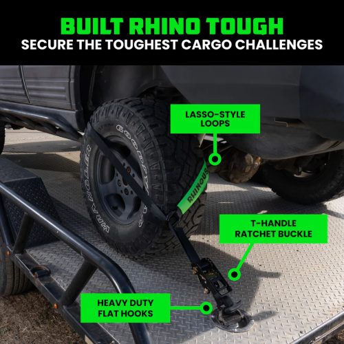 Rhino USA Tie-Down Lasso Straps (Flat-Hooks)