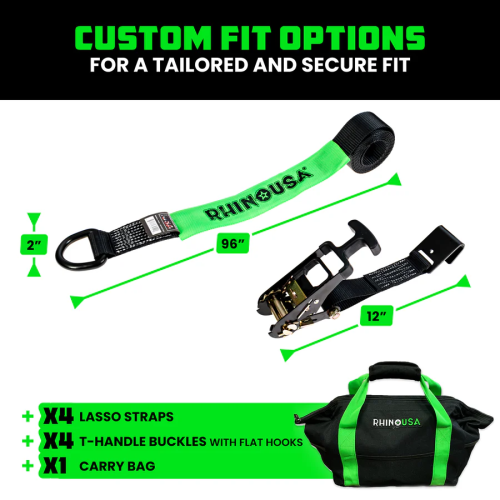 Rhino USA Tie-Down Lasso Straps (Flat-Hooks)