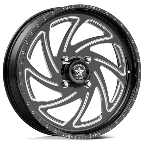EFX Motohavok 35x8.5-22 Tires on American Force K11 Seven Black Forged Wheels