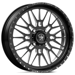 BKT TR 171 35x8.3-20 Tires on American Force K06 Nomad Black Forged Wheels