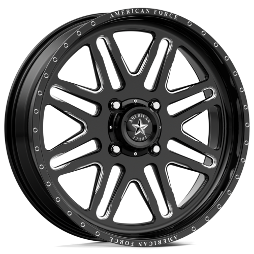 EFX Motohavok 35x8.5-22 Tires on American Force K07 Energy Black Forged Wheels