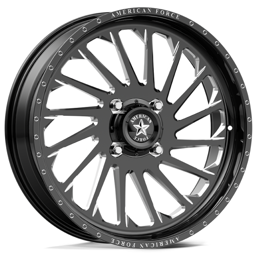 BKT AT 171 35x9-20 Tires on American Force K12 Shredder Black Forged Wheels