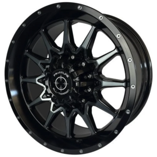 Wild Boar Razorback M/T 30x9.5-14 (6-Ply) Mud Tires on Frontline 762 Gloss Dark Tint Wheels Wild Boar Razorback M/T 30x9.5-14 (6-Ply) Mud Tires on Frontline 762 Gloss Dark Tint Wheels