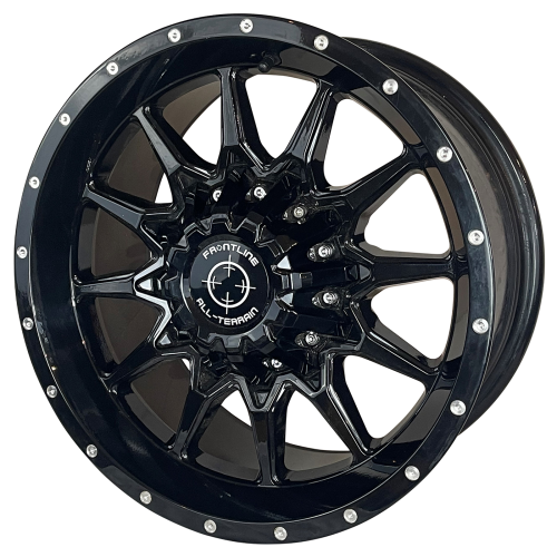 Wild Boar Razorback M/T 30x9.5-14 (6-Ply) Mud Tires on Frontline 762 Gloss Black Wheels Wild Boar Razorback M/T 30x9.5-14 (6-Ply) Mud Tires on Frontline 762 Gloss Black Wheels