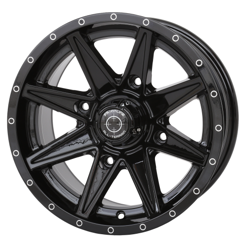 Wild Boar Razorback M/T 30x9.5-14 (6-Ply) Mud Tires on Frontline 308 Gloss Black Wheels Wild Boar Razorback M/T 30x9.5-14 (6-Ply) Mud Tires on Frontline 308 Gloss Black Wheels