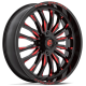 Terache Aztex XL 38x9-22 (8ply) Tires on Fuel Arc Gloss Black Milled Red Wheels