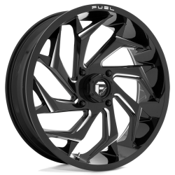 BKT AT 171 33x8-18 Tires on Fuel Reaction Gloss Black Milled Wheels