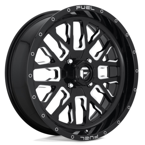 Wild Boar Razorback M/T 33x9.5-20 (6-Ply) Mud Tires on Fuel Stroke Gloss Black Milled Wheels Wild Boar Razorback M/T 33x9.5-20 (6-Ply) Mud Tires on Fuel Stroke Gloss Black Milled Wheels