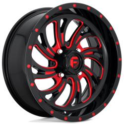 Fuel Off Road Kompressor Gloss Black with Red Tint 18x7 Wheels/Rims (Full Set)