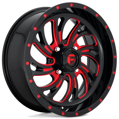 Fuel Off Road Kompressor Gloss Black with Red Tint 18x7 Wheels/Rims (Full Set)