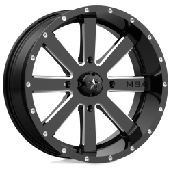 System 3 XTR370 40x10-24 Tires on MSA M34 Flash Gloss Black Milled Wheels