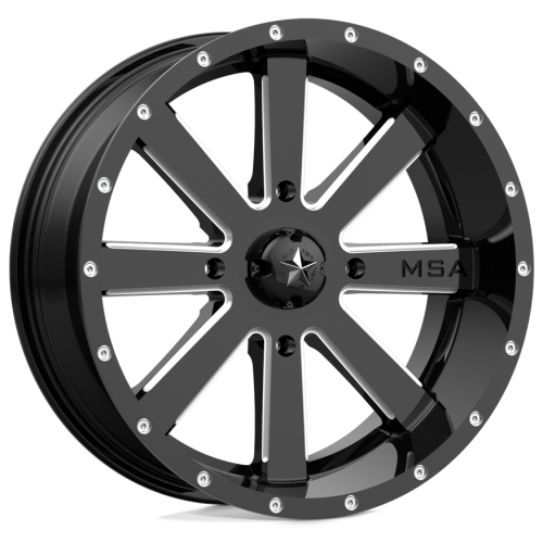 System 3 XTR370 40x10-24 Tires on MSA M34 Flash Gloss Black Milled Wheels