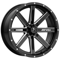 Terache Aztex XL 33x9-18 (8ply) Tires on MSA M41 Boxer Gloss Black Milled Wheels