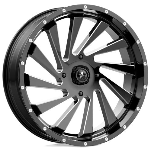 Terache Aztex XL 38x9-22 (8ply) Tires on MSA M46 Blade Gloss Black Milled Wheels Terache Aztex XL 38x9-22 (8ply) Tires on MSA M46 Blade Gloss Black Milled Wheels