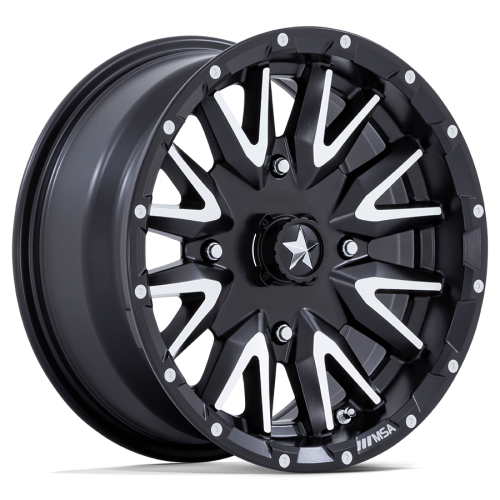 EFX Motohavok 28x8.5-14 Tires on MSA M49 Creed Matte Black & Machined Wheels