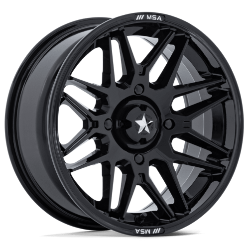 BFGoodrich Mud-Terrain KM3 28x10-14 Tires on MSA M52 Radar Gloss Black Wheels