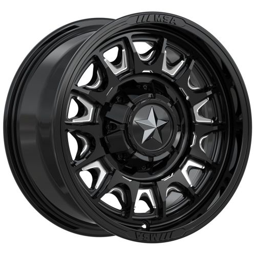 EFX MotoCrusher 32x10-15 Tires on MSA M55 Commander Gloss Black Milled Wheels