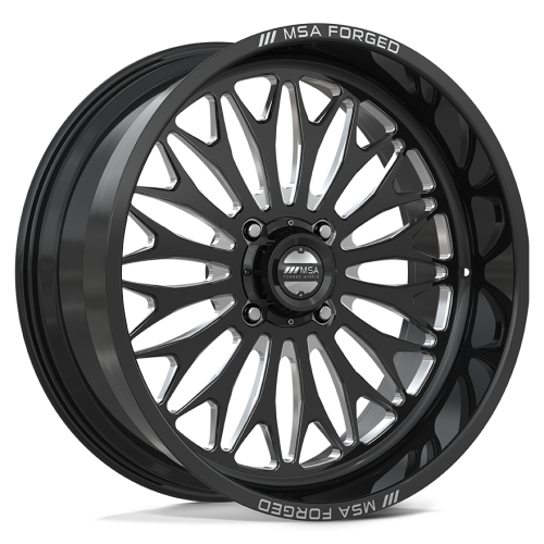 BKT TR 171 44x11.2-24 Tires on MSA Shockwave Gloss Black Milled (24x10) Forged Wheels