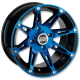 Assassinator Mud Tires 29.5x8-14 on Moose Offroad 387 X Anodized Blue Wheels