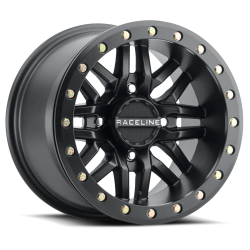 Raceline A91 Ryno Satin Black with Black Ring 14x7 Beadlock Wheel/Rim