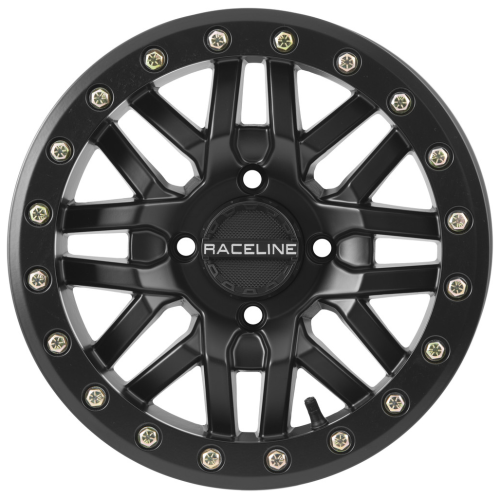 Raceline A91 Ryno Satin Black with Black Ring 15x7 Beadlock Wheels/Rims (Full Set)