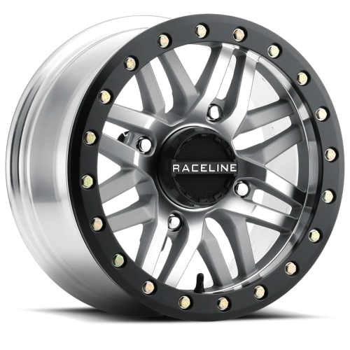 Raceline A91 Ryno Machined with Black Ring 15x7 Beadlock Wheels/Rims (Full Set)