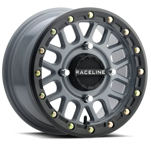 Raceline A93 Podium Stealth Grey with Black Ring 15x7 Beadlock Wheels/Rims (Full Set)