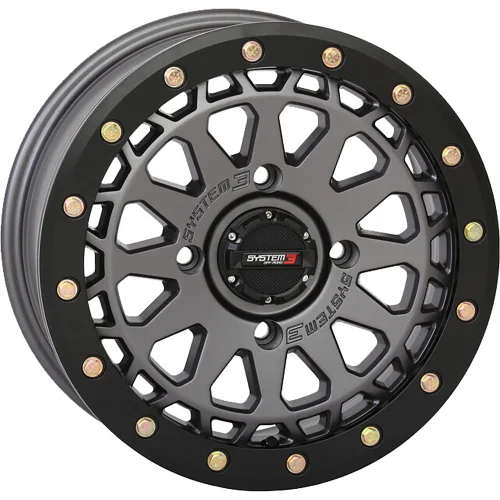 System 3 Rims System 3 Offroad SB-6 Gunmetal Grey 15x7 Beadlock Wheels/Rims (Full Set)