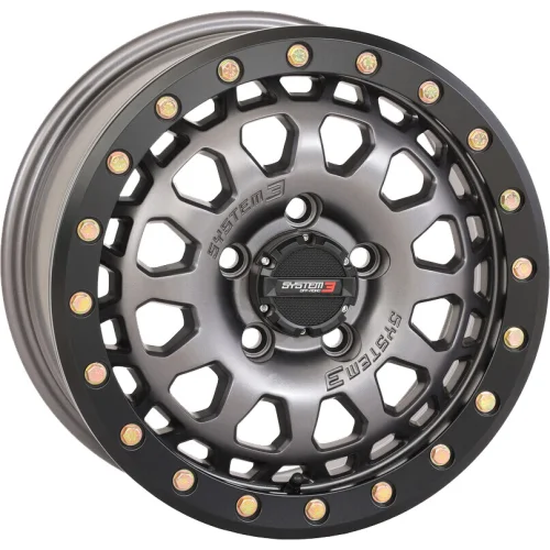 System 3 Rims System 3 Offroad SB-6 Gunmetal Grey 15x7 Beadlock Wheels/Rims (Full Set)
