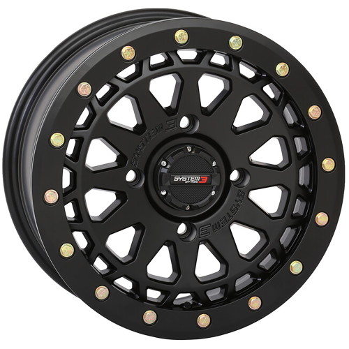 System 3 Offroad SB-6 Matte Black 15x7 Beadlock Wheels/Rims (Full Set)