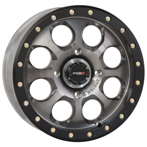 Terache Aztex XL 33x9-18 (8ply) Tires on System 3 Offroad SB-7 Matte Titanium Beadlock Wheels