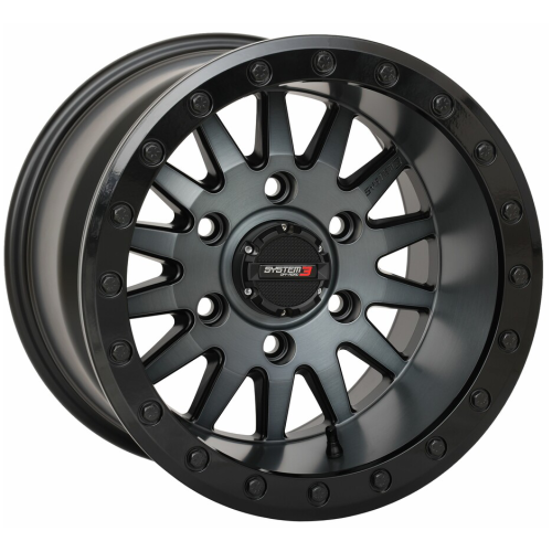 Frontline ACP 33x12-15 (10ply) Tires on System 3 Offroad SB-8 Matte Brushed Grey (15x10) Beadlock Wheels