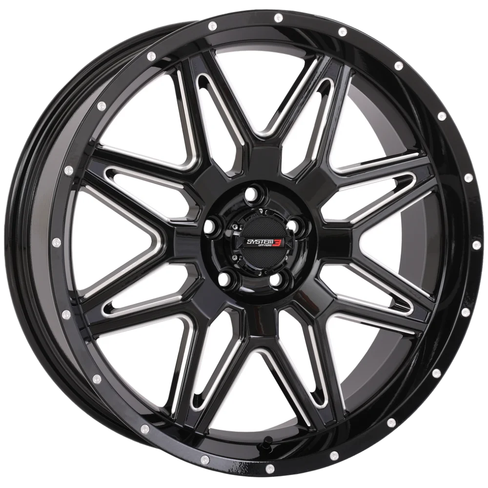 System 3 Offroad ST-7 Gloss Black Milled wheel