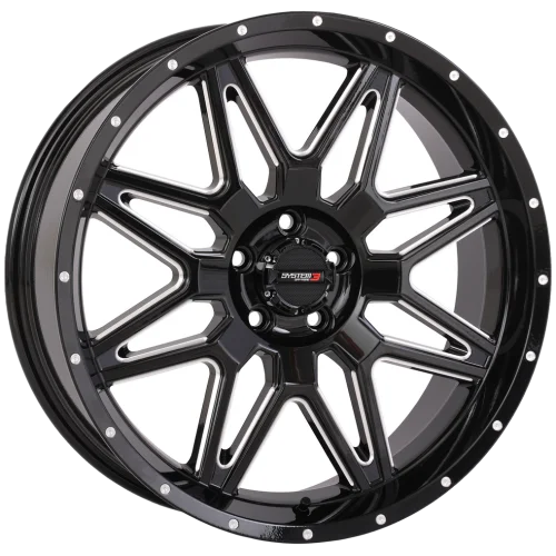 System 3 Offroad ST-7 Gloss Black Milled wheel