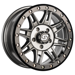 Sedona Clutch Gunmetal with Black Ring 14x7 Beadlock Wheel/Rim