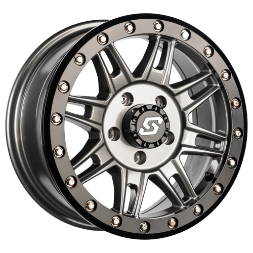 Sedona Clutch Gunmetal with Black Ring 14x7 Beadlock Wheel/Rim