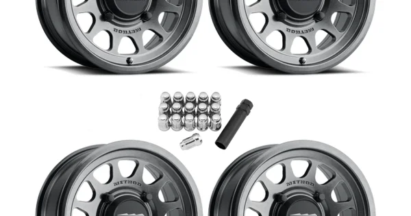 Method 414 UTV Bead Grip Gloss Graphite 15x10 Wheel/Rim (Full Set)