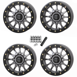 Frontline 223 Gunmetal Gray 14x7 Beadlock Wheels/Rims (Full Set)